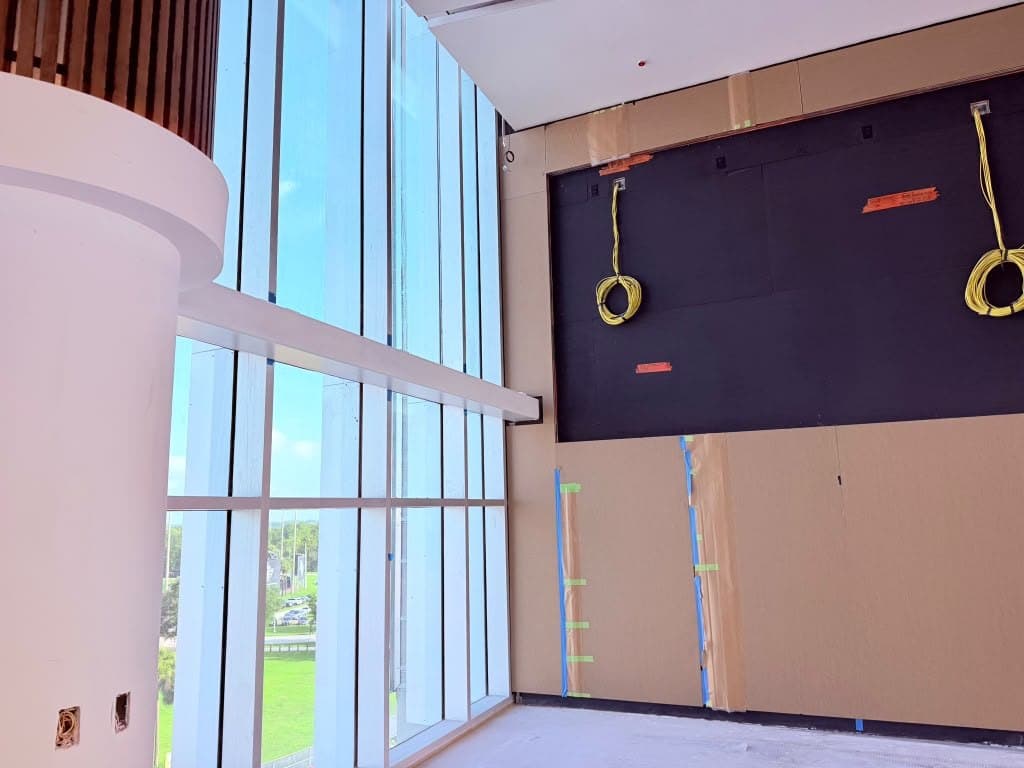 Curtain-wall interior painting - commercial fit-out