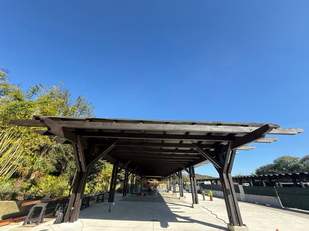 Finished wood pergola canopy - commercial painting